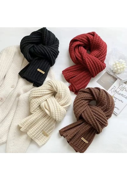 Sonbahar ve Kış Modası Gelişmiş Öğrenci Atkı Şal Duygusu Sıcak Çift Renk Düz Renk Örme Kalın Atkı (Yurt Dışından) fiyatları