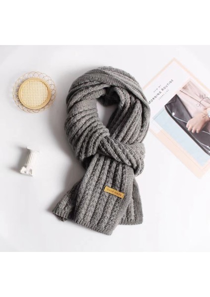 Sonbahar ve Kış Modası Gelişmiş Öğrenci Atkı Şal Duygusu Sıcak Çift Renk Düz Renk Örme Kalın Atkı (Yurt Dışından)