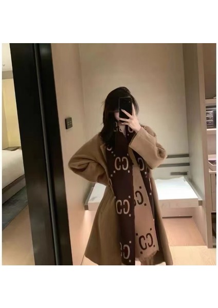 Basit Kuşgözü Eşarp Kadın Sonbahar ve Kış Yeni Boyun Uzun Bölümlü Kalınlaştırılmış Sıcak Şal (Yurt Dışından)