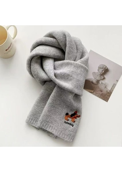 Sonbahar ve Kış Modası Gelişmiş Öğrenci Atkı Şal Duygusu Sıcak Çift Renk Düz Renk Örme Kalın Atkı (Yurt Dışından)