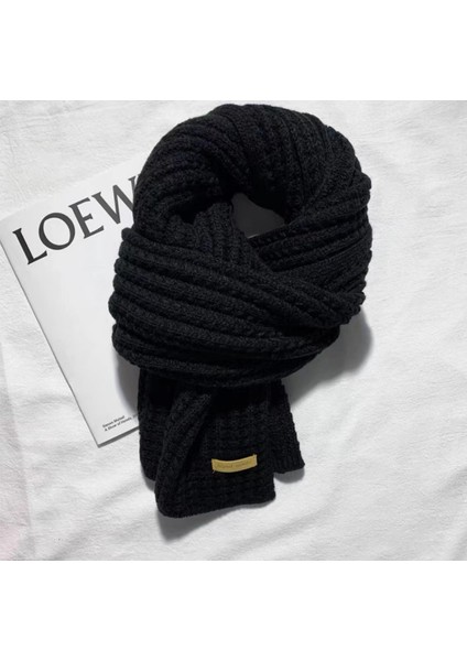 Sonbahar ve Kış Modası Gelişmiş Öğrenci Atkı Şal Duygusu Sıcak Çift Renk Düz Renk Örme Kalın Atkı (Yurt Dışından)