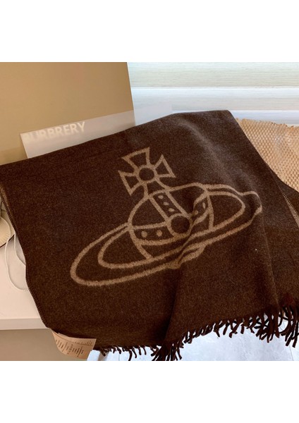 Sonbahar ve Kış Yeni Çift Taraflı Kaşmir Eşarp Kadın Harfleri Eşarp Kalınlaştırılmış Yün Şal (Yurt Dışından)