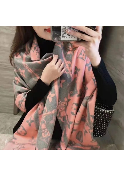 Basit Kuşgözü Eşarp Kadın Sonbahar ve Kış Yeni Boyun Uzun Bölümlü Kalınlaştırılmış Sıcak Şal (Yurt Dışından)