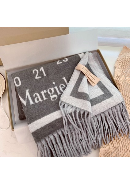 Sonbahar ve Kış Yeni Çift Taraflı Kaşmir Eşarp Kadın Harfleri Eşarp Kalınlaştırılmış Yün Şal (Yurt Dışından)