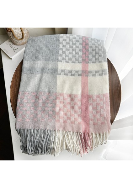 Eşarp Kore Atmosferi Kış Duygusu Sıcak Şal Kadın 2025 Yeni Ekose Eşarp (Yurt Dışından)