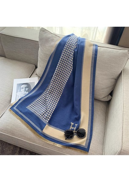 Basit Kuşgözü Eşarp Kadın Sonbahar ve Kış Yeni Boyun Uzun Bölümlü Kalınlaştırılmış Sıcak Şal (Yurt Dışından)