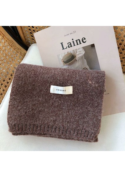 Sonbahar ve Kış Yumuşak Örme Yün Atkı Kadın Yüz Sıcak Öğrenciler ile Düz Renk Kumaş Atkı Kalınlaşmış Çift (Yurt Dışından)