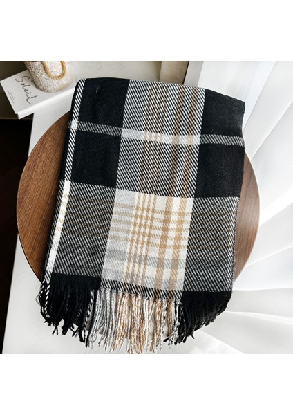 Eşarp Kore Atmosferi Kış Duygusu Sıcak Şal Kadın 2025 Yeni Ekose Eşarp (Yurt Dışından)