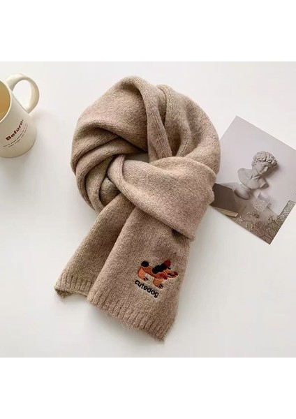 Sonbahar ve Kış Modası Gelişmiş Öğrenci Atkı Şal Duygusu Sıcak Çift Renk Düz Renk Örme Kalın Atkı (Yurt Dışından)