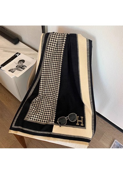 Basit Kuşgözü Eşarp Kadın Sonbahar ve Kış Yeni Boyun Uzun Bölümlü Kalınlaştırılmış Sıcak Şal (Yurt Dışından)