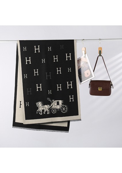 Sonbahar ve Kış Yeni Büyük V Eşarp Modası Vahşi Sıcak Boyun Çift Taraflı Şal (Yurt Dışından)