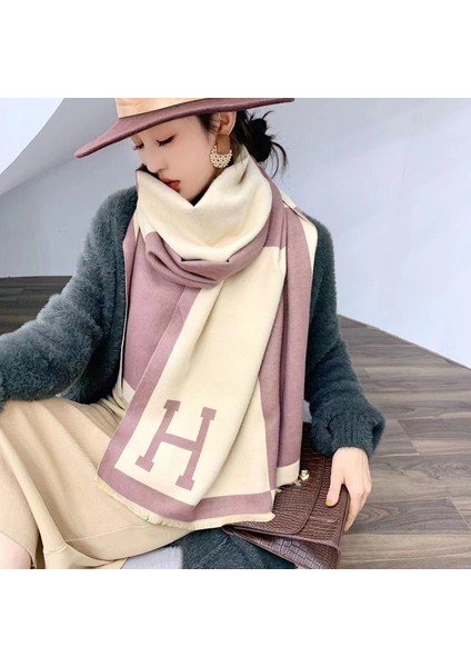 Basit Kuşgözü Eşarp Kadın Sonbahar ve Kış Yeni Boyun Uzun Bölümlü Kalınlaştırılmış Sıcak Şal (Yurt Dışından)