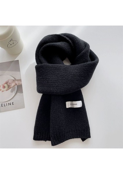 Sonbahar ve Kış Yumuşak Örme Yün Atkı Kadın Yüz Sıcak Öğrenciler ile Düz Renk Kumaş Atkı Kalınlaşmış Çift (Yurt Dışından)