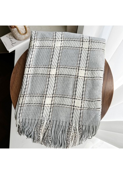 Eşarp Kore Atmosferi Kış Duygusu Sıcak Şal Kadın 2025 Yeni Ekose Eşarp (Yurt Dışından)