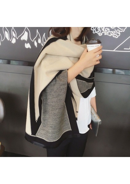 Sonbahar ve Kış Yeni Büyük V Eşarp Modası Vahşi Sıcak Boyun Çift Taraflı Şal (Yurt Dışından) fiyatları