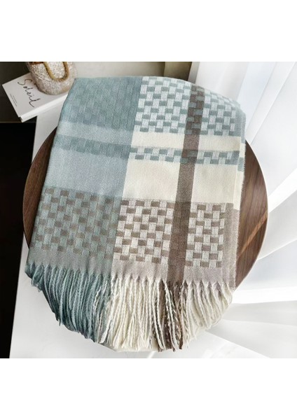 Eşarp Kore Atmosferi Kış Duygusu Sıcak Şal Kadın 2025 Yeni Ekose Eşarp (Yurt Dışından)