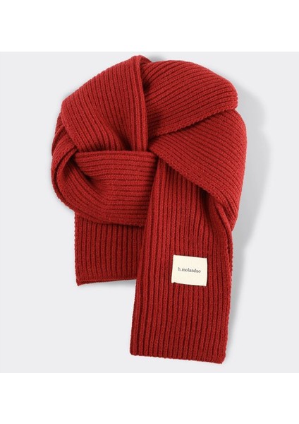 Sonbahar ve Kış Yumuşak Örme Yün Atkı Kadın Yüz Sıcak Öğrenciler ile Düz Renk Kumaş Atkı Kalınlaşmış Çift (Yurt Dışından)