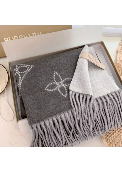 Sonbahar ve Kış Yeni Çift Taraflı Kaşmir Eşarp Kadın Harfleri Eşarp Kalınlaştırılmış Yün Şal (Yurt Dışından)