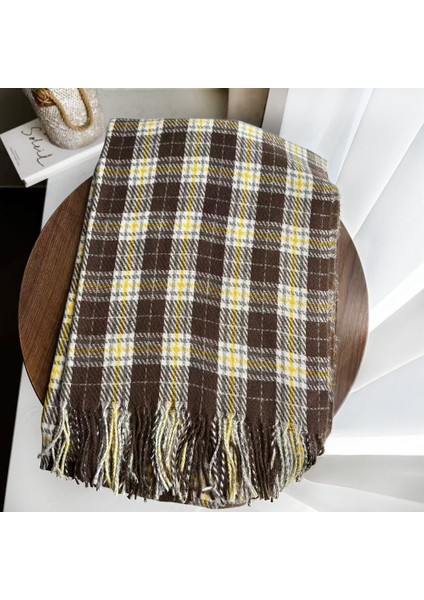 Eşarp Kore Atmosferi Kış Duygusu Sıcak Şal Kadın 2025 Yeni Ekose Eşarp (Yurt Dışından)