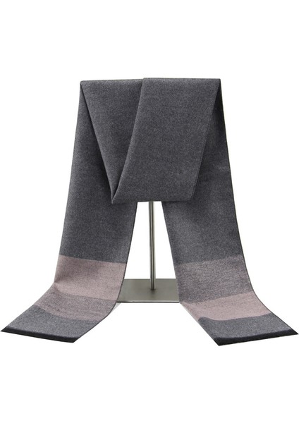 Siyah Gri Erkek Atkı Kış Sıcak Atkı Erkekler Rahat Ekose Uzun Atkı (Yurt Dışından)