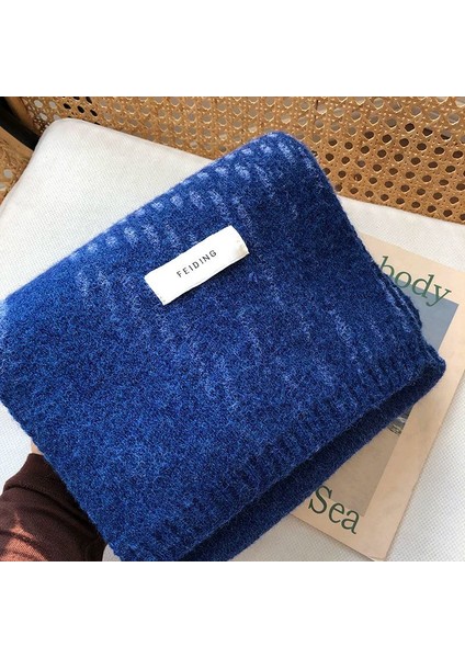 Sonbahar ve Kış Yumuşak Örme Yün Atkı Kadın Yüz Sıcak Öğrenciler ile Düz Renk Kumaş Atkı Kalınlaşmış Çift (Yurt Dışından)