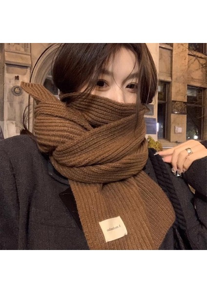 Sonbahar ve Kış Yumuşak Örme Yün Atkı Kadın Yüz Sıcak Öğrenciler ile Düz Renk Kumaş Atkı Kalınlaşmış Çift (Yurt Dışından) fiyatları