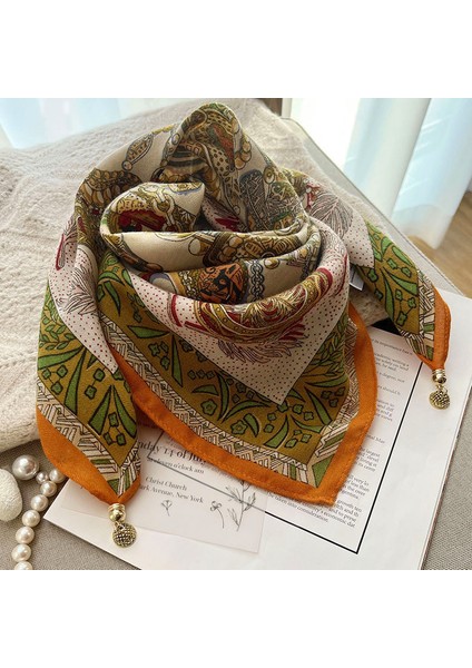Manyetik Emiş Tokası Kare Eşarp Küçük Ipek Eşarp Ilkbahar ve Sonbahar Modelleri Boyun Koruması Küçük Eşarp Kadın Yüksek Sınıf Mizaç Duygusu Çok Yönlü Ipek Eşarp Kadın (Yurt Dışından)