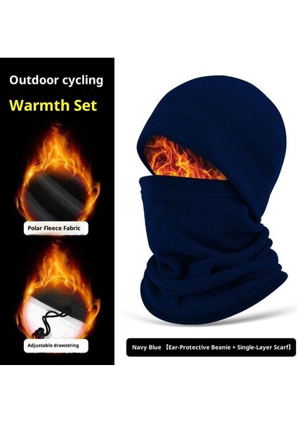 Kışlık Yastıklı ve Kalınlaştırılmış Bisiklet Atkısı Kilit Sıcaklığı Sıcak Polar Şapka Atkı Kombinasyon Modelleri Ipli Çok Fonksiyonlu Anti-Soğuk Boyun Örtüsü (Yurt Dışından)