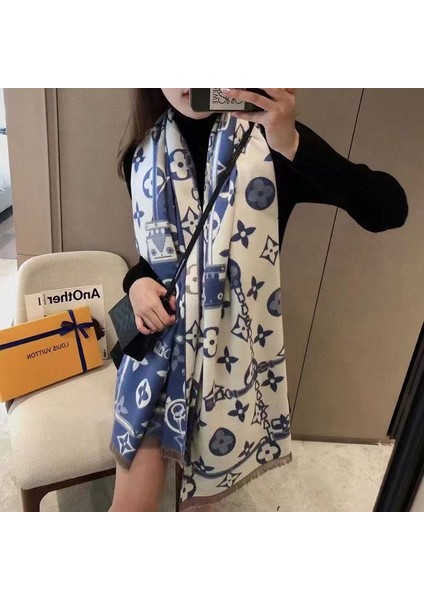 Basit Kuşgözü Eşarp Kadın Sonbahar ve Kış Yeni Boyun Uzun Bölümlü Kalınlaştırılmış Sıcak Şal (Yurt Dışından)