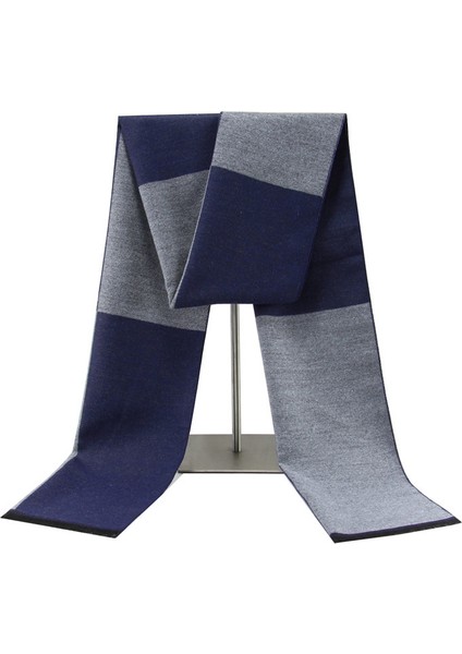 Siyah Gri Erkek Atkı Kış Sıcak Atkı Erkekler Rahat Ekose Uzun Atkı (Yurt Dışından)