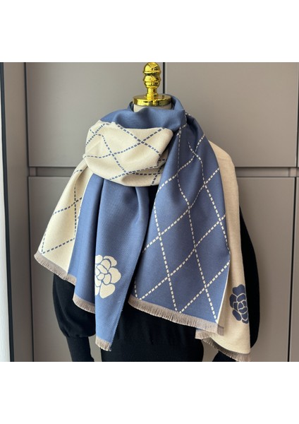 Basit Kuşgözü Eşarp Kadın Sonbahar ve Kış Yeni Boyun Uzun Bölümlü Kalınlaştırılmış Sıcak Şal (Yurt Dışından)