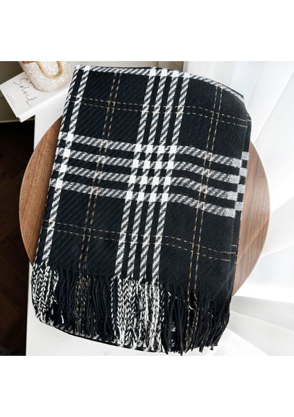 Eşarp Kore Atmosferi Kış Duygusu Sıcak Şal Kadın 2025 Yeni Ekose Eşarp (Yurt Dışından)