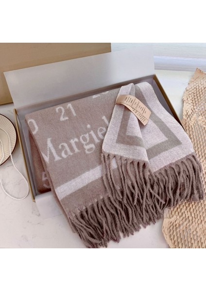 Sonbahar ve Kış Yeni Çift Taraflı Kaşmir Eşarp Kadın Harfleri Eşarp Kalınlaştırılmış Yün Şal (Yurt Dışından)