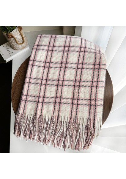 Eşarp Kore Atmosferi Kış Duygusu Sıcak Şal Kadın 2025 Yeni Ekose Eşarp (Yurt Dışından)