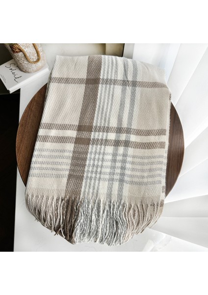 Eşarp Kore Atmosferi Kış Duygusu Sıcak Şal Kadın 2025 Yeni Ekose Eşarp (Yurt Dışından)