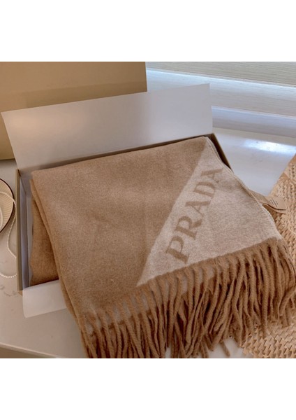 Sonbahar ve Kış Yeni Çift Taraflı Kaşmir Eşarp Kadın Harfleri Eşarp Kalınlaştırılmış Yün Şal (Yurt Dışından)