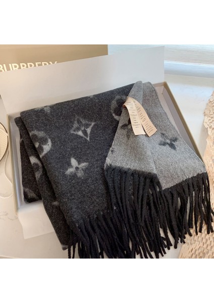 Sonbahar ve Kış Yeni Çift Taraflı Kaşmir Eşarp Kadın Harfleri Eşarp Kalınlaştırılmış Yün Şal (Yurt Dışından)