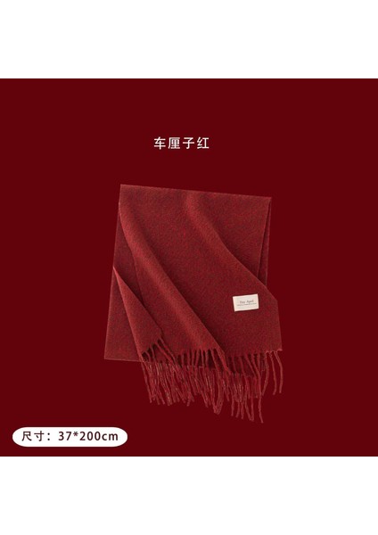 Ankora Kırmızı Ekose Eşarp Noel Eşarp Kış Atmosferi Yüz El Hissi Boyun Sıcak Şal Kadın (Yurt Dışından)