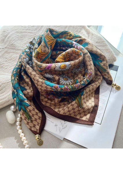 Manyetik Emiş Tokası Kare Eşarp Küçük Ipek Eşarp Ilkbahar ve Sonbahar Modelleri Boyun Koruması Küçük Eşarp Kadın Yüksek Sınıf Mizaç Duygusu Çok Yönlü Ipek Eşarp Kadın (Yurt Dışından)