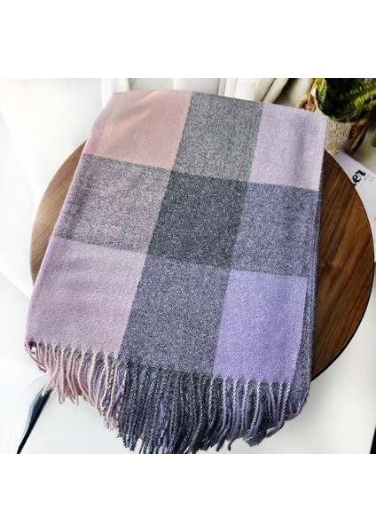 Eşarp Kore Atmosferi Kış Duygusu Sıcak Şal Kadın 2025 Yeni Ekose Eşarp (Yurt Dışından)