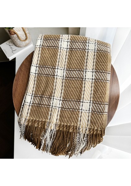 Eşarp Kore Atmosferi Kış Duygusu Sıcak Şal Kadın 2025 Yeni Ekose Eşarp (Yurt Dışından)