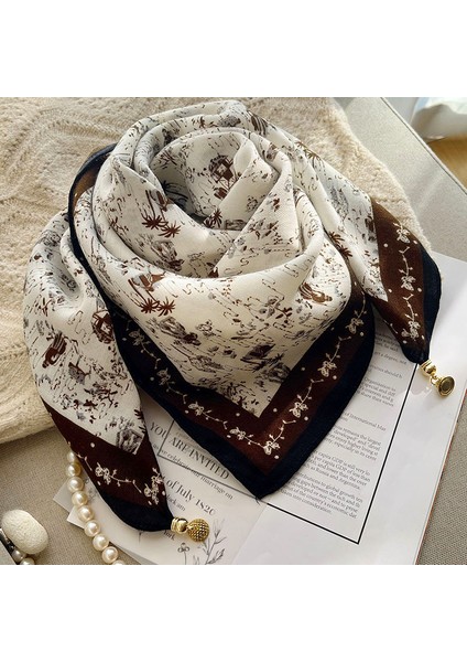 Manyetik Emiş Tokası Kare Eşarp Küçük Ipek Eşarp Ilkbahar ve Sonbahar Modelleri Boyun Koruması Küçük Eşarp Kadın Yüksek Sınıf Mizaç Duygusu Çok Yönlü Ipek Eşarp Kadın (Yurt Dışından)