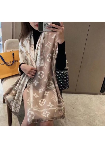 Basit Kuşgözü Eşarp Kadın Sonbahar ve Kış Yeni Boyun Uzun Bölümlü Kalınlaştırılmış Sıcak Şal (Yurt Dışından)