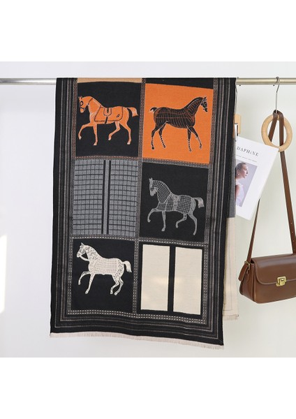 Basit Kuşgözü Eşarp Kadın Sonbahar ve Kış Yeni Boyun Uzun Bölümlü Kalınlaştırılmış Sıcak Şal (Yurt Dışından)