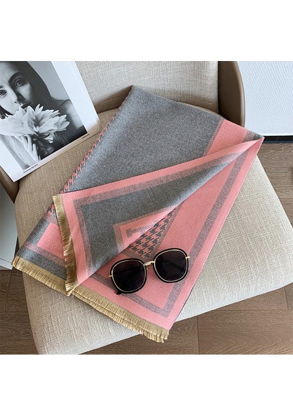 Basit Kuşgözü Eşarp Kadın Sonbahar ve Kış Yeni Boyun Uzun Bölümlü Kalınlaştırılmış Sıcak Şal (Yurt Dışından)