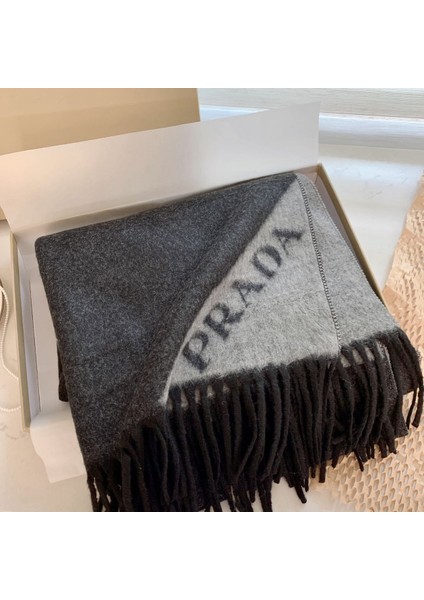 Sonbahar ve Kış Yeni Çift Taraflı Kaşmir Eşarp Kadın Harfleri Eşarp Kalınlaştırılmış Yün Şal (Yurt Dışından)