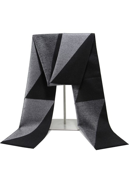 Siyah Gri Erkek Atkı Kış Sıcak Atkı Erkekler Rahat Ekose Uzun Atkı (Yurt Dışından)