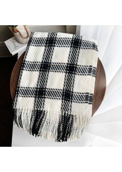 Eşarp Kore Atmosferi Kış Duygusu Sıcak Şal Kadın 2025 Yeni Ekose Eşarp (Yurt Dışından)