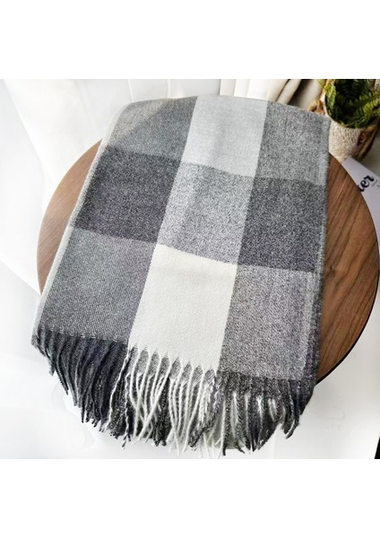 Eşarp Kore Atmosferi Kış Duygusu Sıcak Şal Kadın 2025 Yeni Ekose Eşarp (Yurt Dışından)