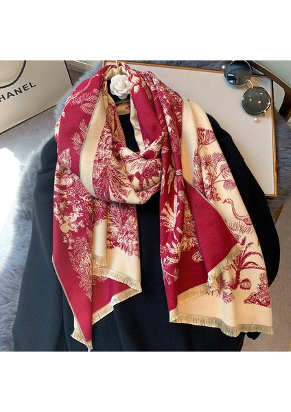 Basit Kuşgözü Eşarp Kadın Sonbahar ve Kış Yeni Boyun Uzun Bölümlü Kalınlaştırılmış Sıcak Şal (Yurt Dışından)